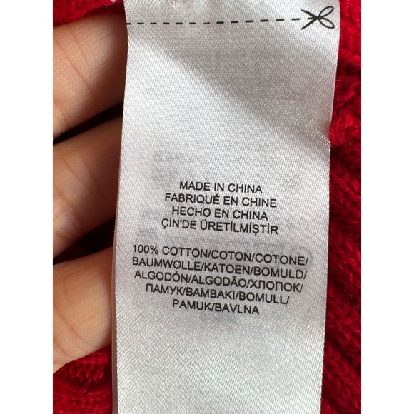 Lauren Ralph Lauren Red Cable Knit Ruffle Cuff Sweater preppy academia sz XL - Picture 9 of 9